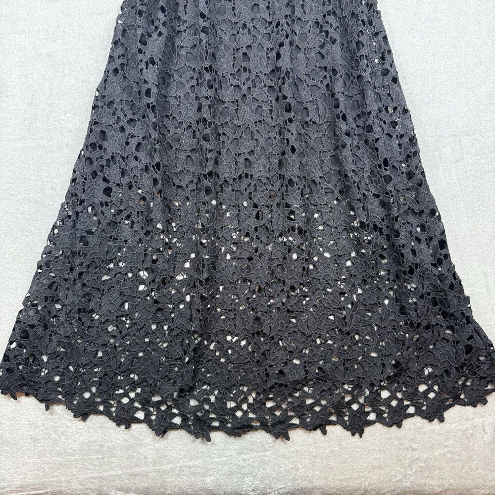 Black Crochet Lace Midi Dress with Spaghetti Straps - Picture 3 of 13